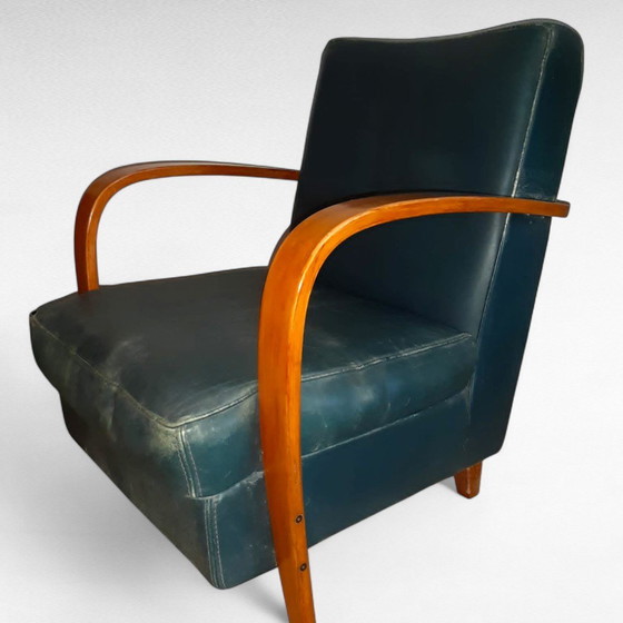 Image 1 of Italiaans Design Baxter Fauteuil, Petrol Groen Leer