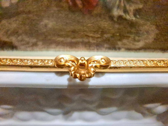 Portagioie o cofanetto in porcellana di Limoges con montatura in ottone dorato - ca. 1975 - Decorazione (photo 6 of 10)