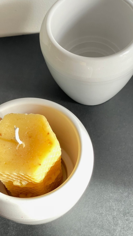 Image 1 of Pair of White Ceramic Candlesticks