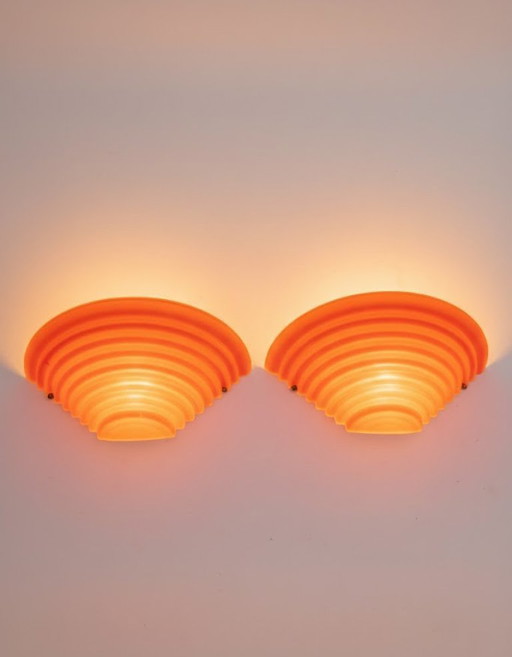 Lámparas de pared rosas estilo vintage de los 80, juego de 2