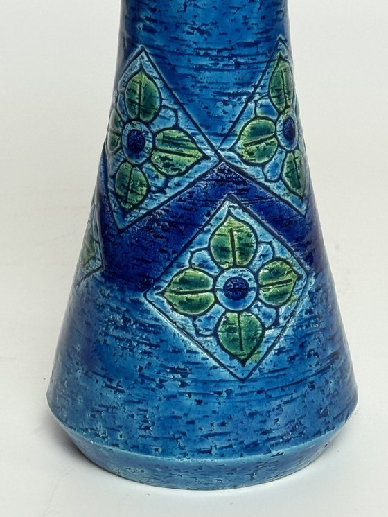 Image 1 of Mid-Century Italian Design Bitossi Rimini Blu Glazed Ceramic Vase. Italy, 1960s.