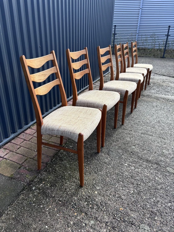 Image 1 of 6 Piece Vintage Dining Chairs Teak Danish