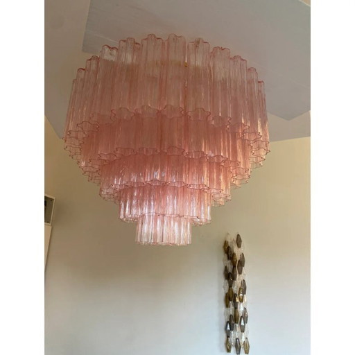 Pink “Tronchi” Murano Glass Flush Mount