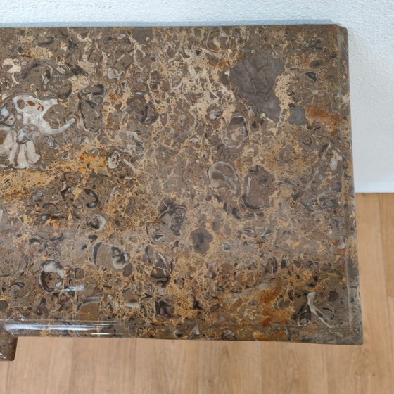 Konsolentisch, Beistelltisch mit Marmorplatte und vergoldetem Holz mit Spiegel, Braun, Klassiek (Foto 13 von 15)