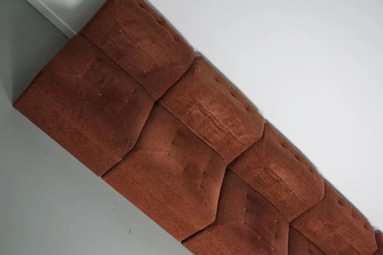 Image 1 of Vintage brown bouclé modular sofa, 1970s, 5 elements