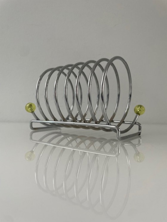 Image 1 of Porta toast cromato postmoderno vintage con dettagli al neon