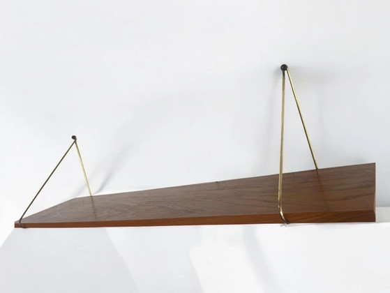 Étagère murale String vintage en bois avec supports métalliques | Style Mid-Century | Étagère ouverte | (photo 3 of 8)