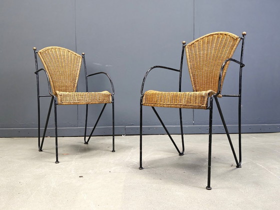 Image 1 of Korbstühle von Frederick Weinberg, 1960er Jahre, 8er-Set