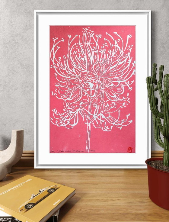 Image 1 of Spider Lily Linocut – A3 Botanical Print