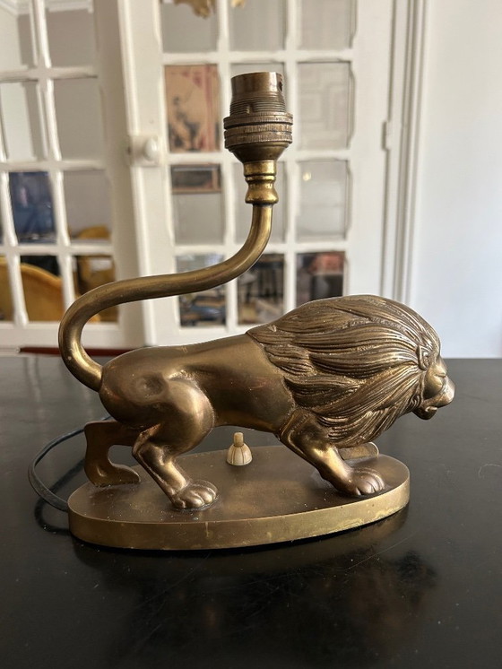 Image 1 of Vintage Brass "Lion" Lamp
