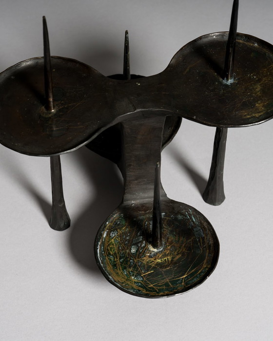 Image 1 of Brutalist Bronze Candleholder by Bergmeister Kunstschmiede, Germany, 1970s