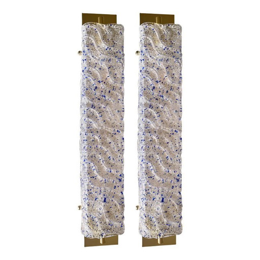 Hochwertige goldene Wandleuchte, passend zu blauem „Graniglia“-Muranoglas