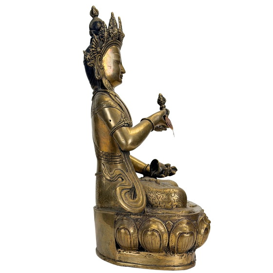 Esculturas monumentales tibetanas de Vajrasattva – Bronce dorado al fuego, influencia Newar y sello nepalí – (photo 7 of 11)
