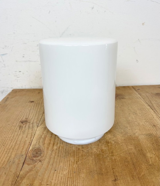 Image 1 of Industrial Aluminium Light with Milk Glass Cover from Elektrosvit, 1970s