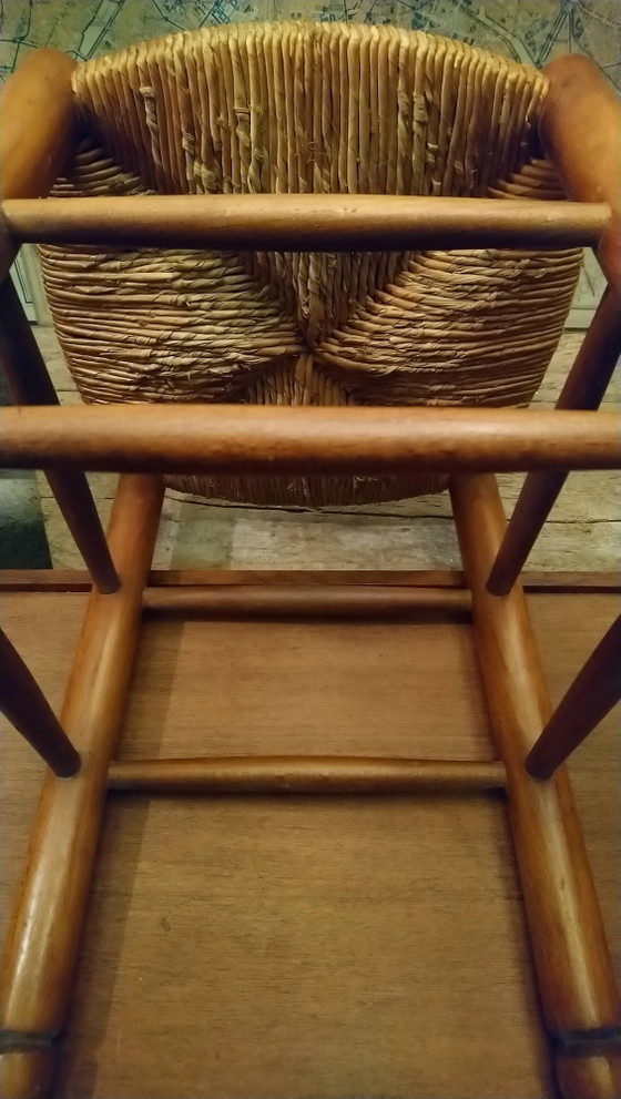 Pair of beech stools with straw seats – Wood, Vintage (photo 9 of 16)