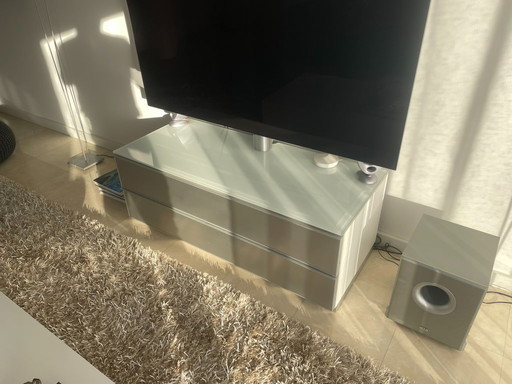 Mueble de TV Spectral Catena blanco/cristal blanco/cromo