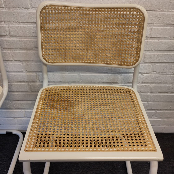 Set von zwei Cesca Webbing Stühlen – Esszimmerstühle, Metal, Rattan (photo 6 of 11)
