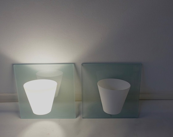 Image 1 of Set of Two Foscarini Quadro Parete Wall Lamps Murano Glass 