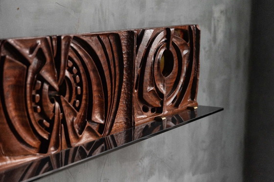 Image 1 of Carved Wooden Wall Panel by Gianni Pinna, Italy, 1970s