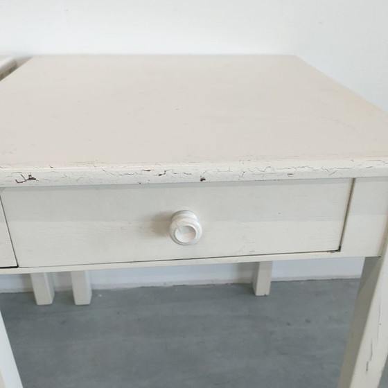 Image 1 of Set of 2 vintage Brocante side tables, plant table, coffee table, hallway cabinet with drawer