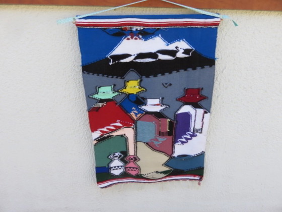 Large wool tapestry, Colombia, hand-woven, folk art, South America, 1970 – Wall decoration (photo 14 of 14)
