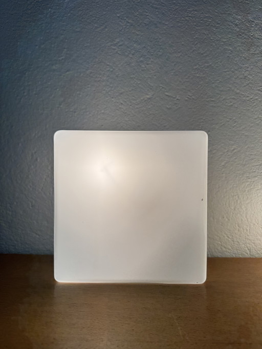 Small square opaline ceiling light from the 50s