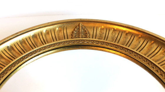 Image 1 of Empire-stijl vergulde gesneden houten zonnespiegel, 60'