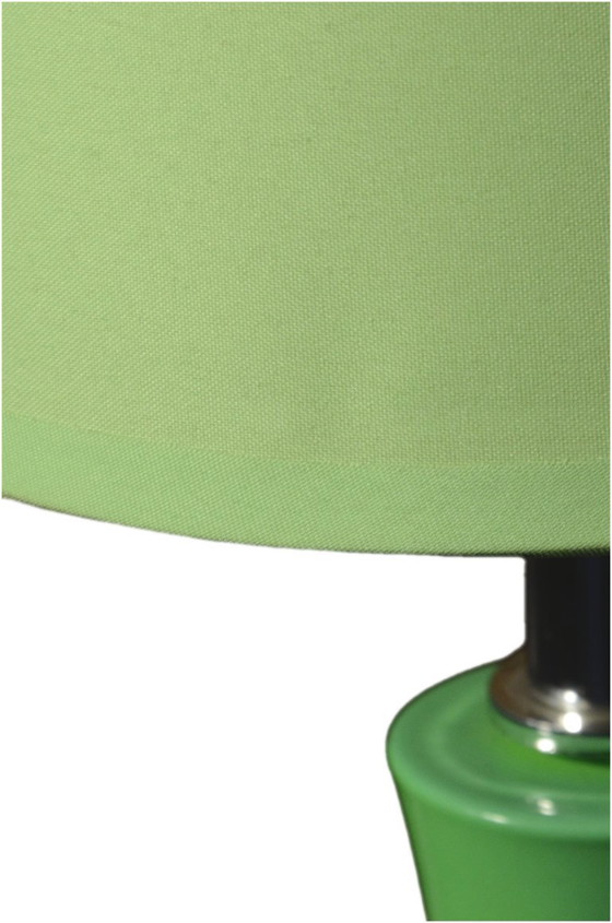 2 Apple green metal bedside lamps, in the style of Laurel, 10x35cm – Table lamps, Textile (photo 10 of 10)