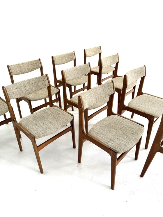 Set di 10 sedie da pranzo vintage, Erik Buch '60 – Wood, Textile (photo 3 of 13)