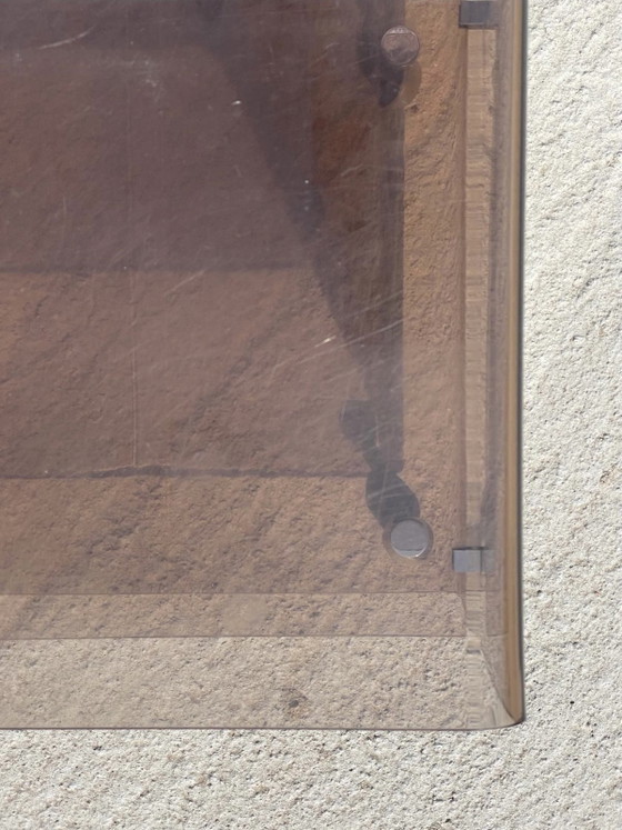 Image 1 of Vintage trolley van gerookt glas op wielen – bijzettafel uit het midden van de 20e eeuw