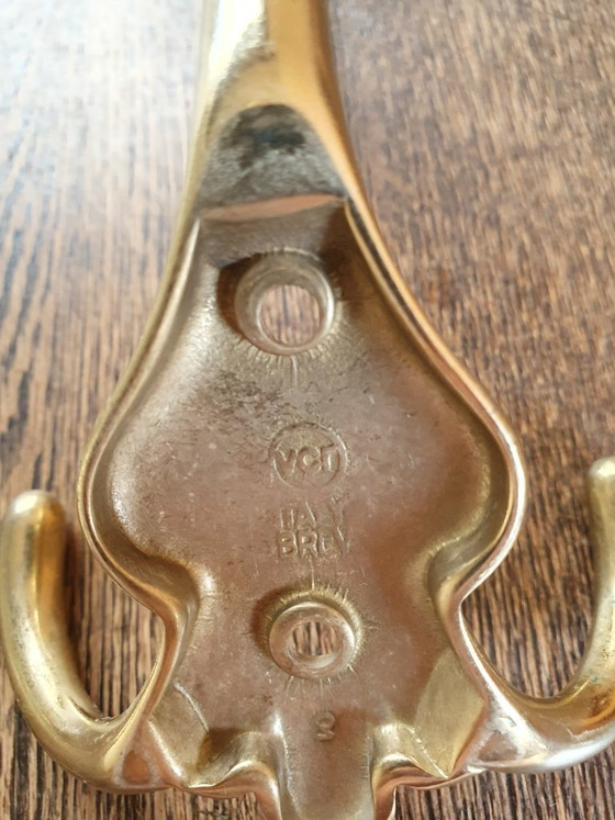 Set di 3 appendiabiti pesanti in ottone italiano VGT Italy Bronze | Design vintage anni '70 – Brass (photo 8 of 8)