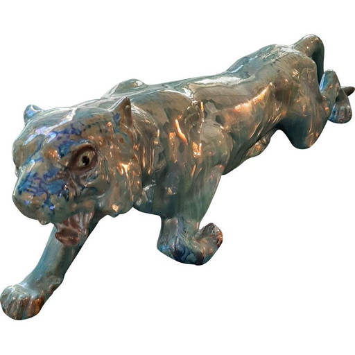 Scultura pantera vintage in stile art nouveau di Rambervillers