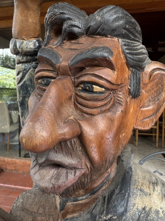 Sculpture de Serge Gainsbourg en Bois Sculpté – Pièce Unique – 63 cm – Objets déco, Wood (photo 5 of 9)