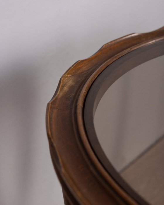 Image 1 of Tavolino da caffè vintage anni '50 in legno e vetro, design italiano.