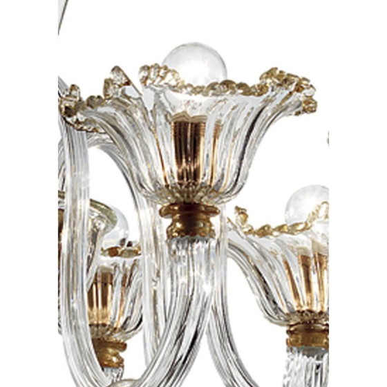 Image 1 of Elegant Romantic Murano Glass Chandelier With Floral Accents