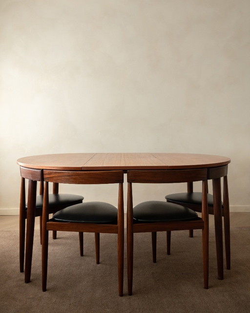 Ensemble de Salle à Manger Roundette Mid Century en Teck par Hans Olsen pour Frem Røjle, 1950s, Set de 5 (photo 2 of 25)