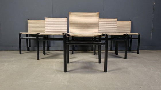Image 1 of 6er-Set "Mastro" Esszimmerstühle von Afra & Tobia Scarpa für Molteni, Italien, 1980er Jahre