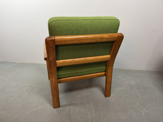 Image 1 of Mid-Century Design Set of Lounge Chairs in Solid Light Oak and Fresh Green Fabric Upholstery Attributed to Juul Kristensen