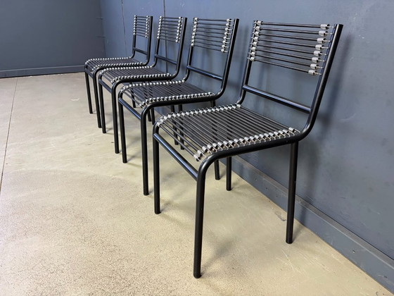 Set Of 4 Sandow Dining Chairs By Rene Herbst, 1980s – Metal (photo 4 of 9)