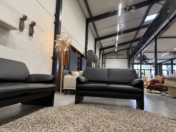 Image 1 of Juego de sofás Leolux Bora Beta Piel negra Sofá de 2,5 y 2 plazas