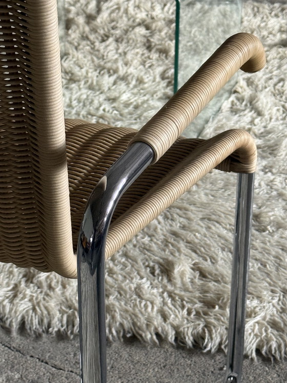 Image 1 of 2 sedie a sbalzo TECTA D20, sedia a dondolo, rattan cromato, anni '80