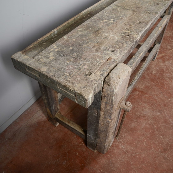 Industrial workbench with double vise, 20th Century Italian – Desk, Rustic (photo 12 of 16)