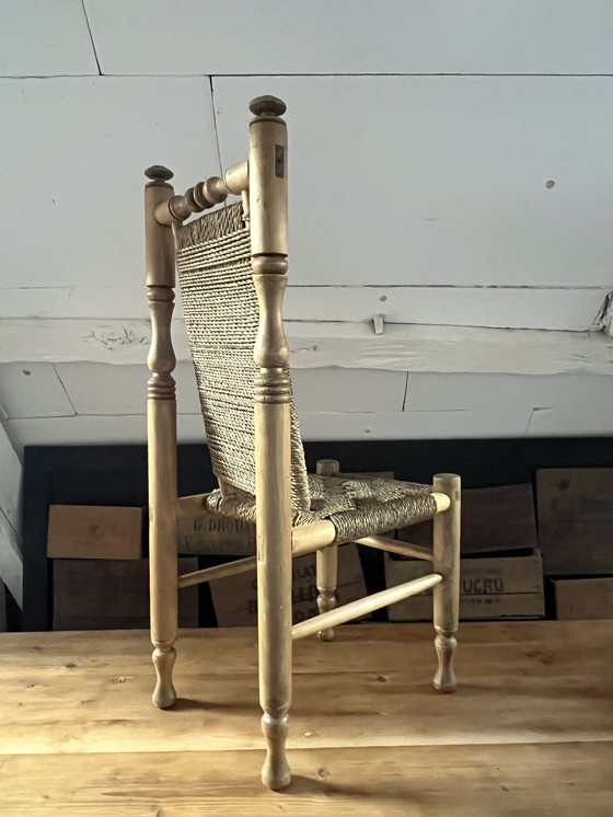 Image 1 of 6 Stühle aus Holz und Seil, die Adrien Audoux und Frida Minet zugeschrieben werden