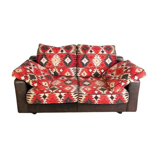 Original Giorgio Soressi Sofa Design Couch 1990 leather two-seater