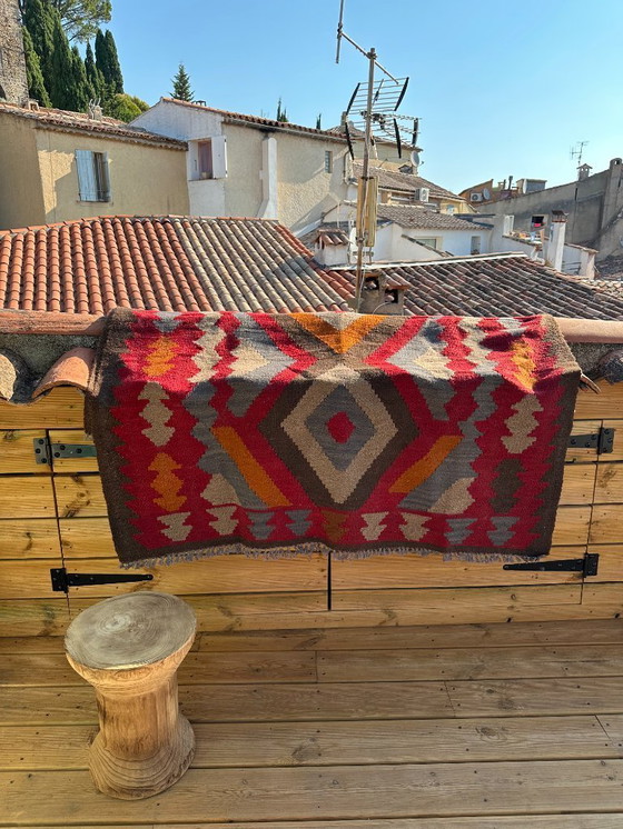 Image 1 of Tappeto kilim multicolore fatto a mano. Turchia, anni '70