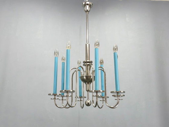 Image 1 of Art Deco Chandelier with Matching Sconces, Czechoslovakia 1930s