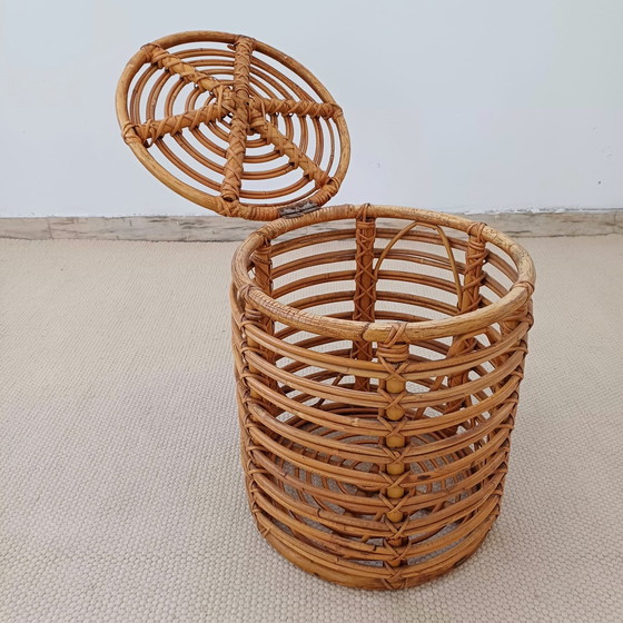 Image 1 of Sgabello Contenitore in Bamboo Anni '60