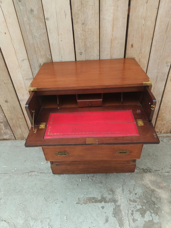 Cassettiera da scrivania antica vintage della Marina Militare Inglese – Scrivanie, Leather, Wood (photo 3 of 15)
