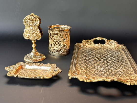 Image 1 of Komplettes Raucherset aus vergoldetem Messing – Rokoko-/Napoleon-III.-Stil