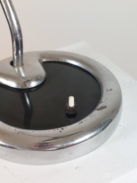 Image 1 of Seltene schwarze verchromte Bauhaus Schreibtischlampe Tischleuchte